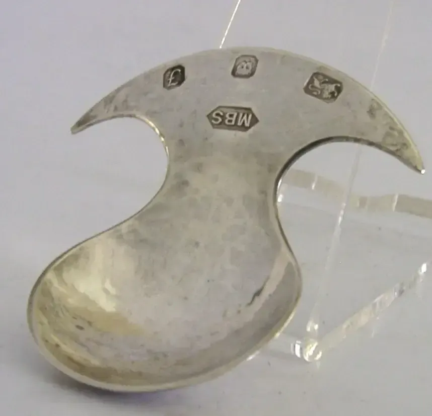 Cuillère à thé anglaise en argent sterling massif, planée, Arts & Crafts, 1980 photo for sale