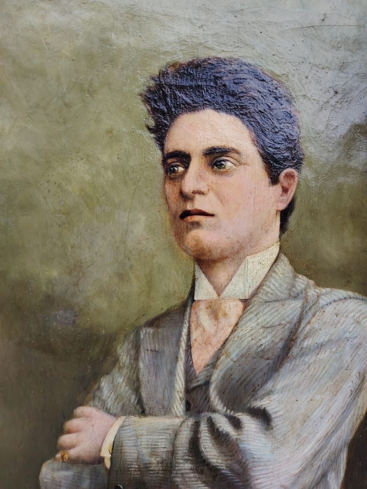Oil Painting On Canvas Portrait Pietro Mascagni Primi 900 F.Borghetti photo for sale