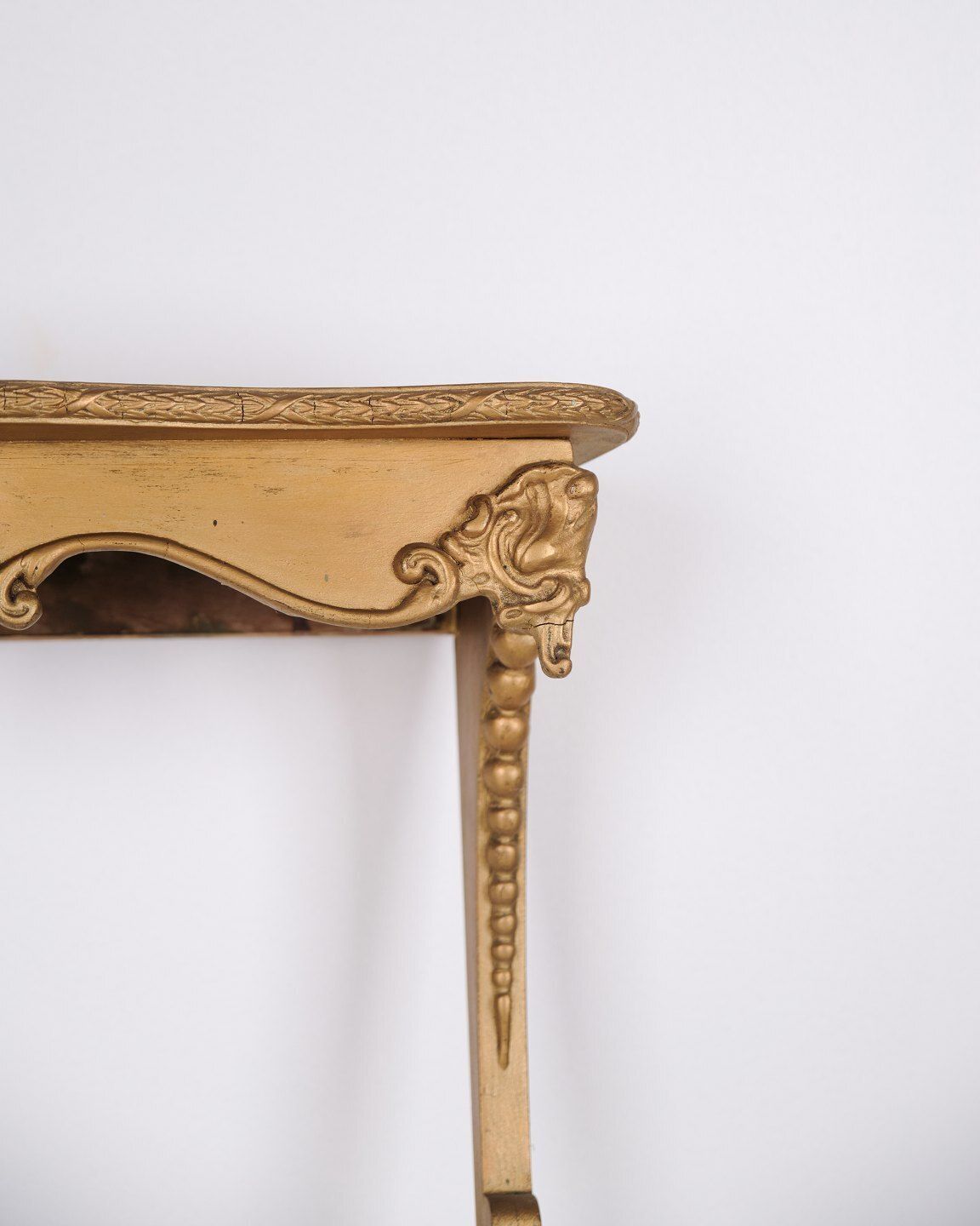 Wall Mounted Console Table In Gilded Wood With Carvings In Rococo Style From The 1920s photo furniture