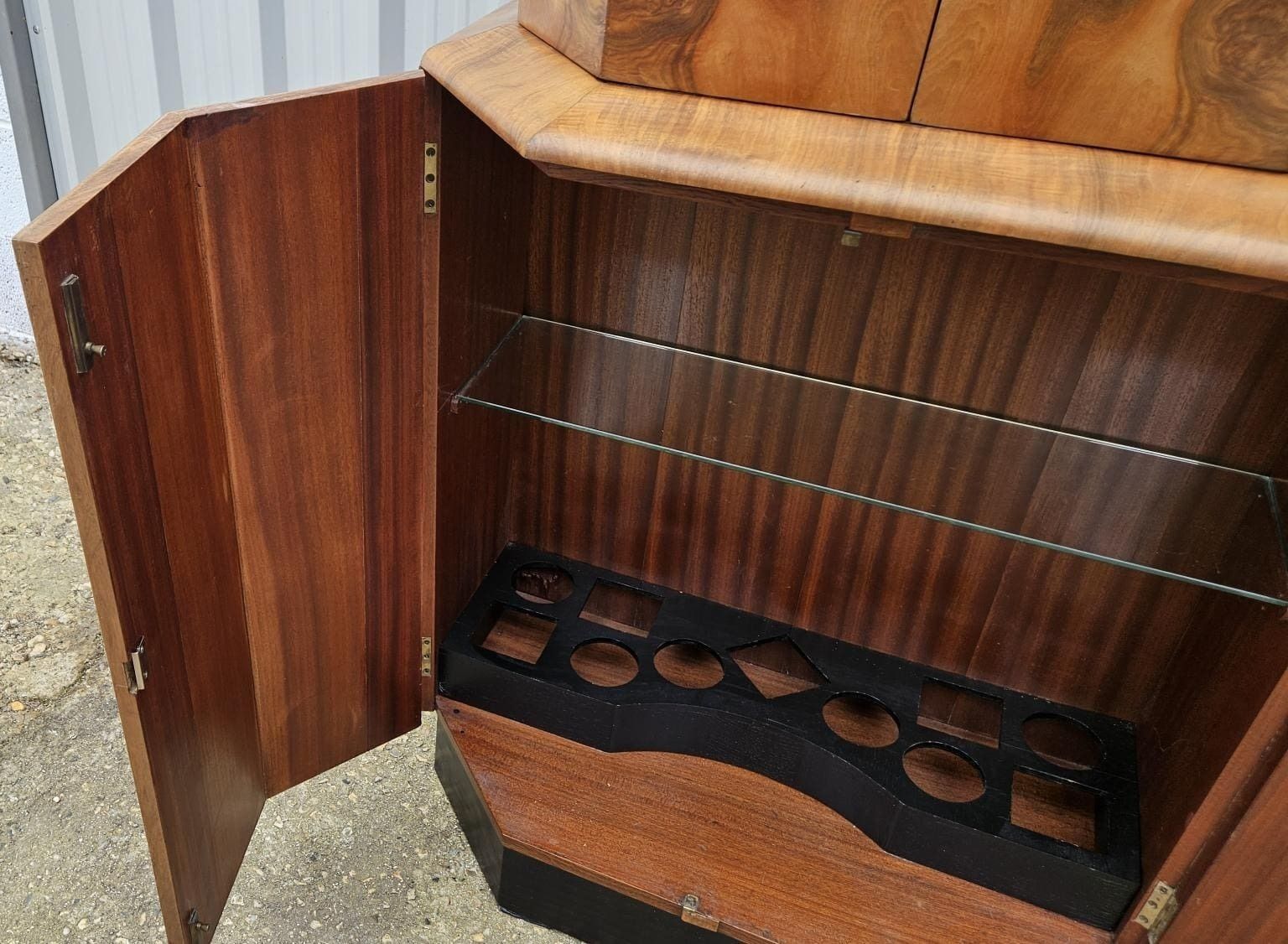 British Art Deco Cocktail Bar With Stunning Figured Walnut photo Furniture