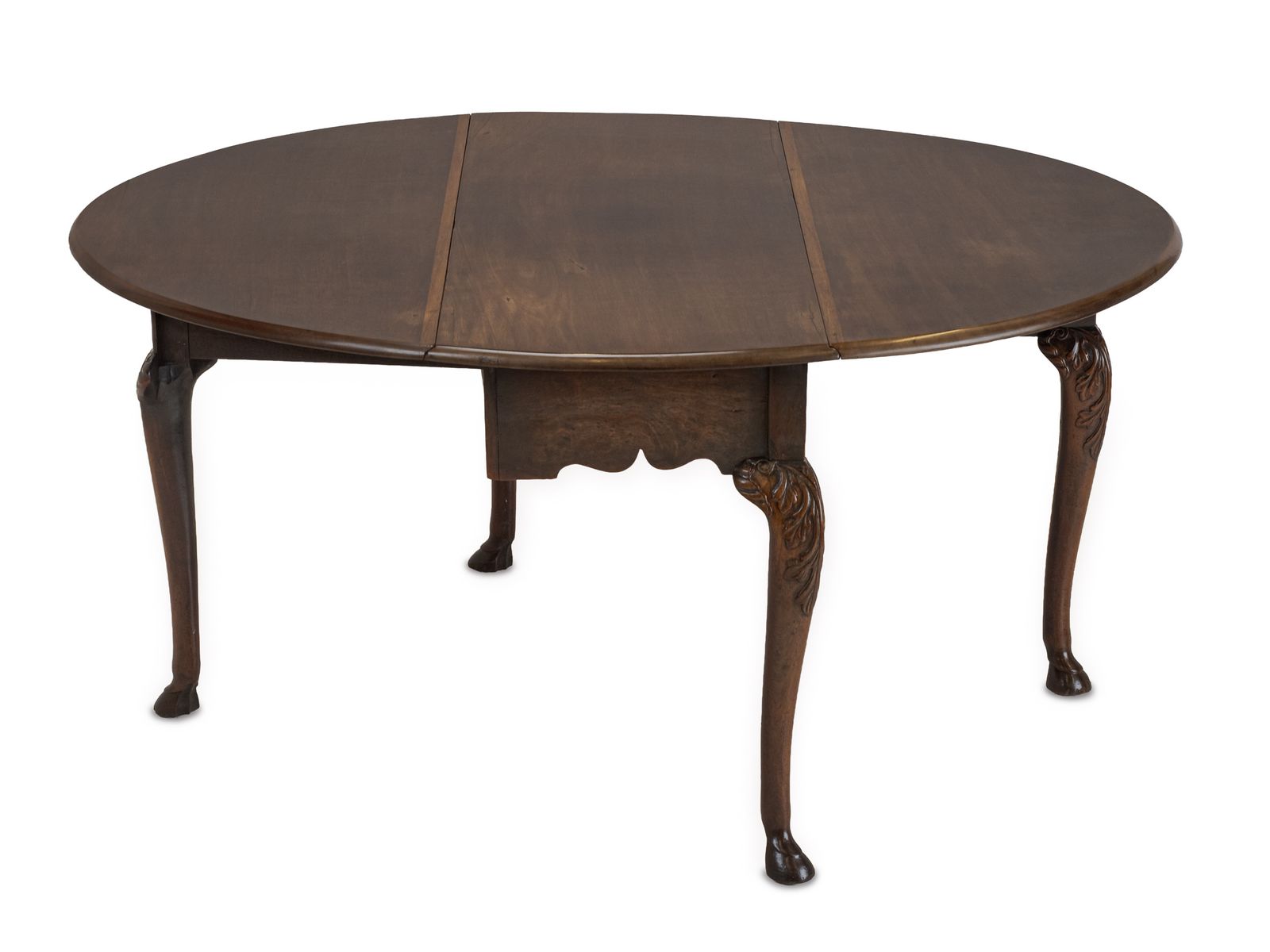 George II Irish Mahogany Oval Drop Leaf Dining Table, C.1750, Carved Cabriole Legs And Hoof Feet photo 895.0