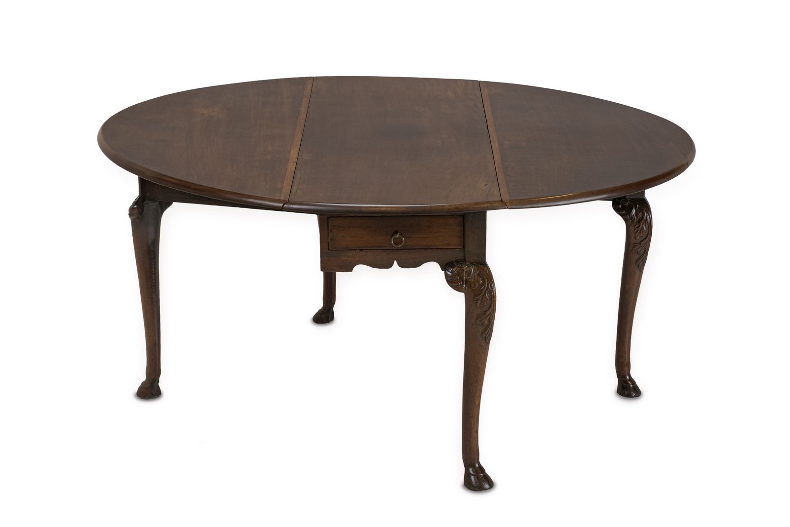 photo vinterior George II Irish Mahogany Oval Drop Leaf Dining Table, C.1750, Carved Cabriole Legs And Hoof Feet