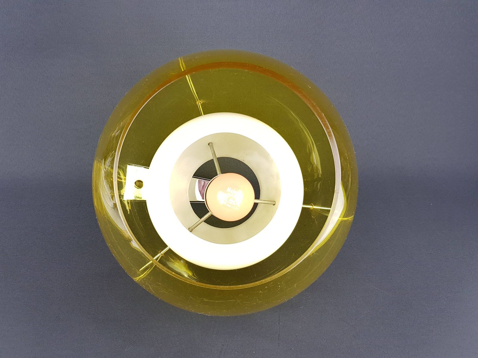 Vintage Rossetti Italy Yellow Wall Lamp – Mid Century Modern Plastic Sconce – Italian Design 1970s photo Lighting