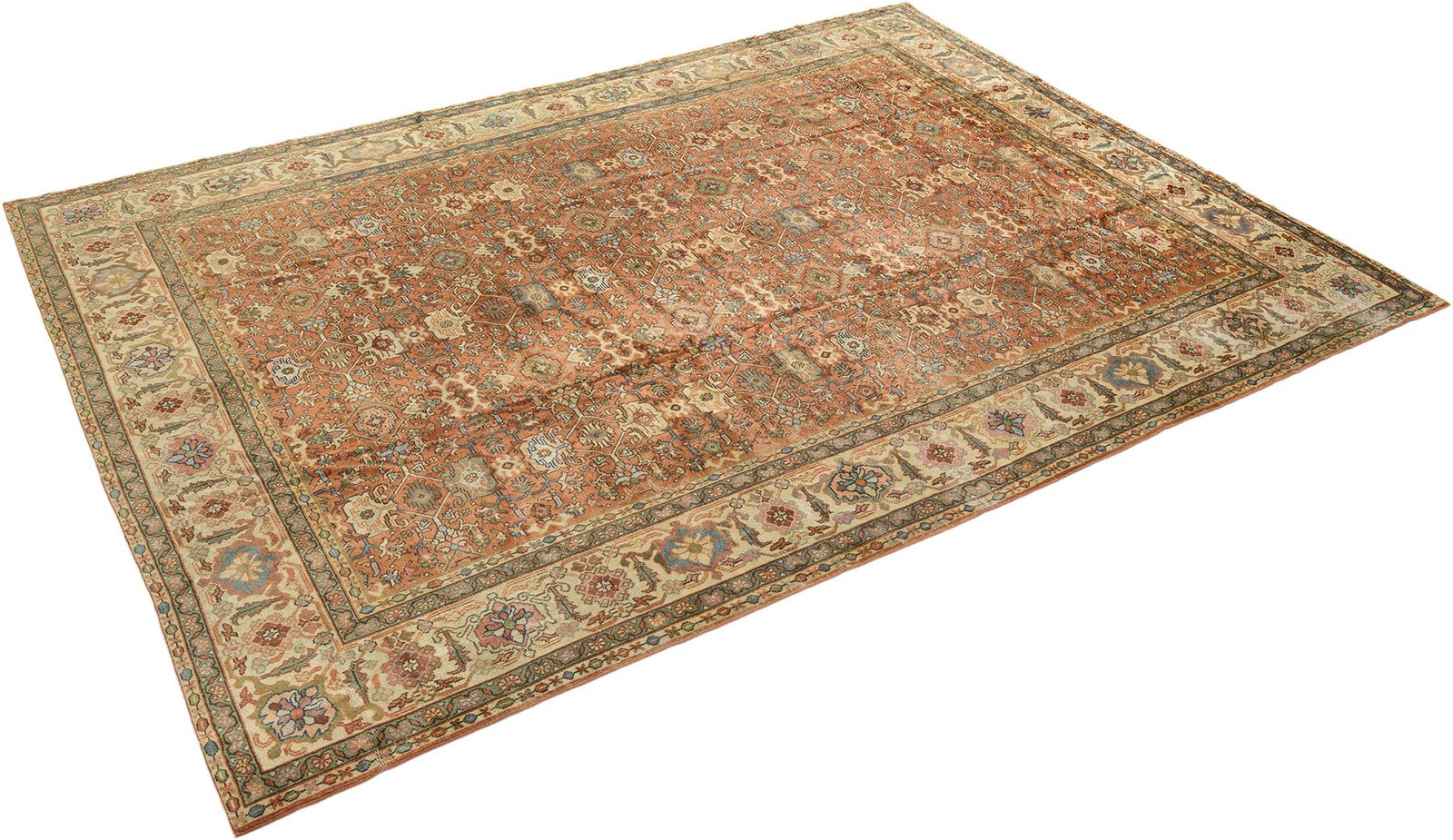 Antique Turkish Sultanabad Rug, 1920, Terracotta And Ivory photo Textiles