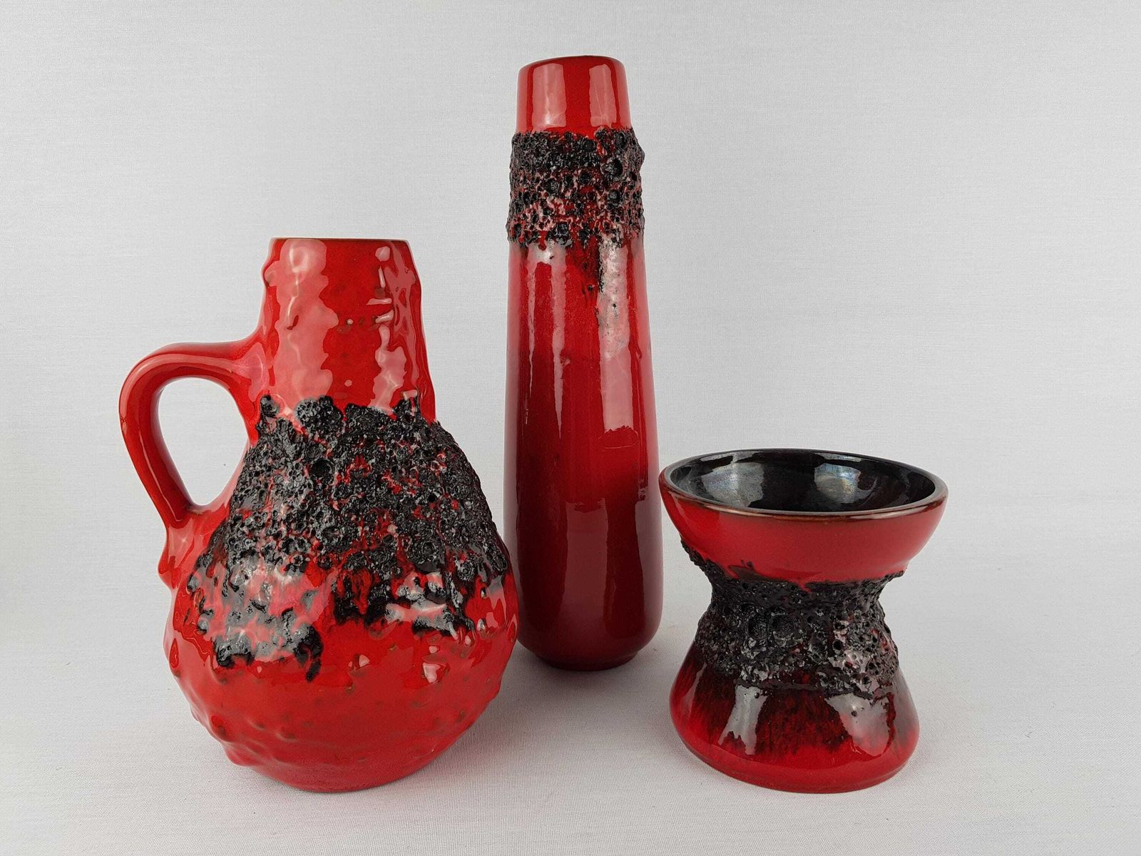 Vintage Set Van 3 Kreutz Keramik Fat Lava Vazen, Jaren 1970, West Duits Aardewerk photo furniture