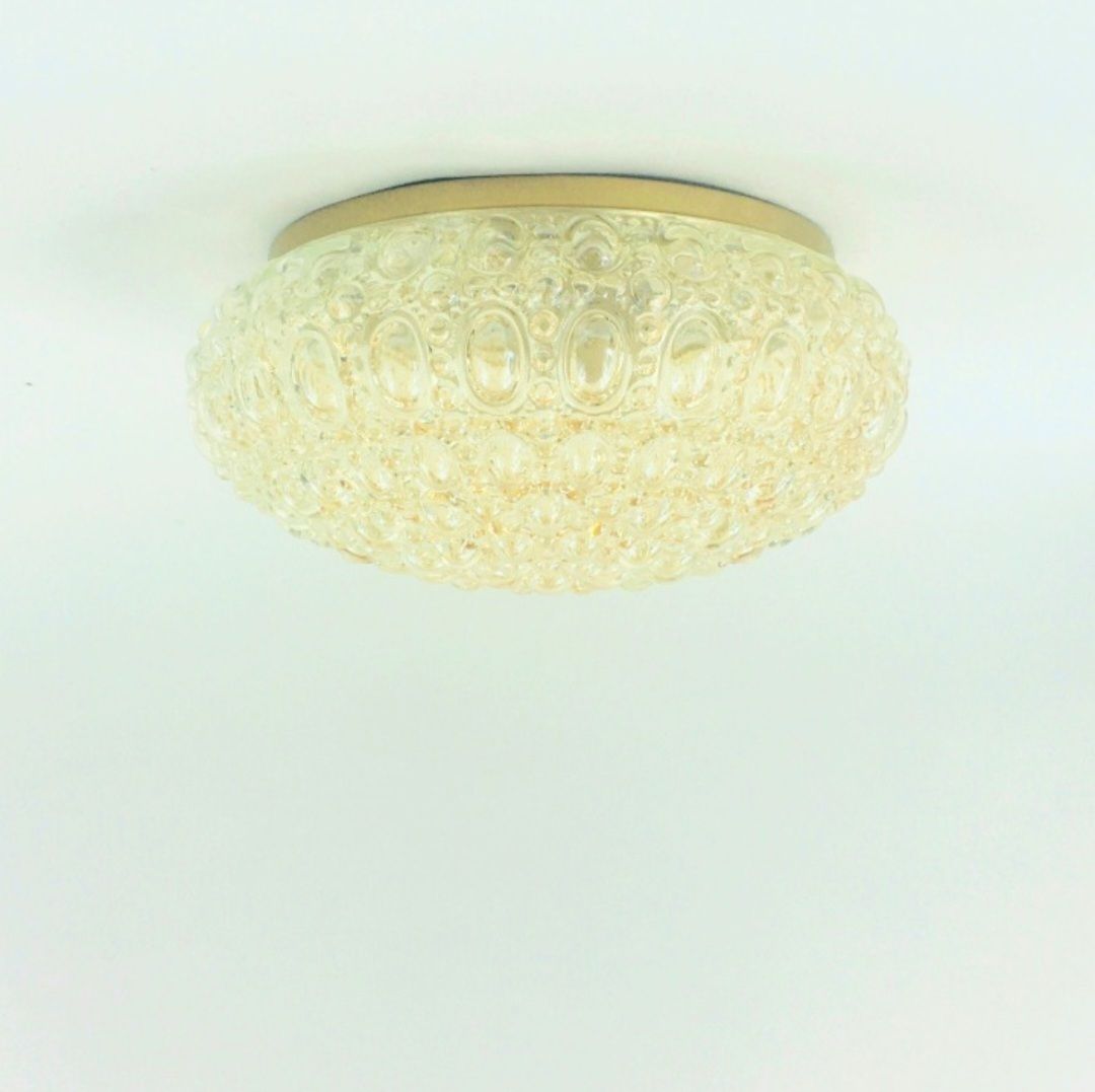 Mid-Century Amber Bubbelglas Plafondlamp van Helena Tynell voor Limburg, Duitsland, jaren 1960/1970 photo for sale
