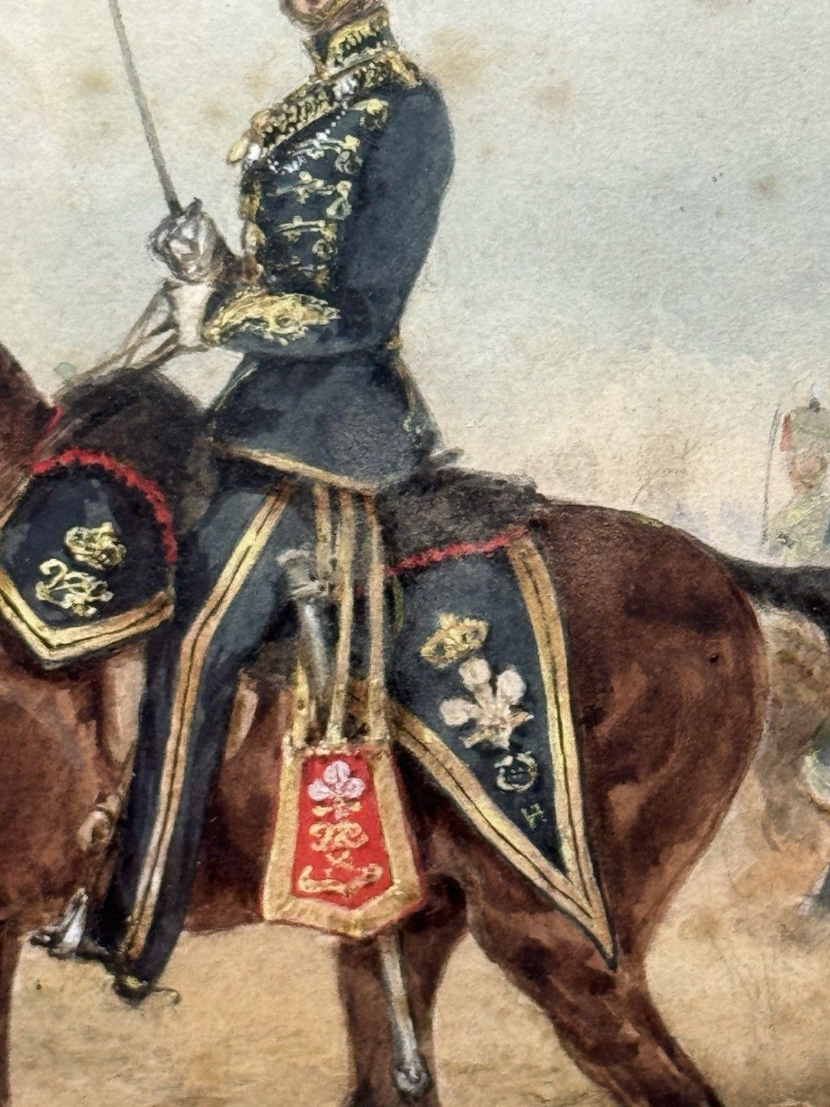 photo for sale Royal Hussars Military Illustration Watercolour By Henry Martens Circa 1850