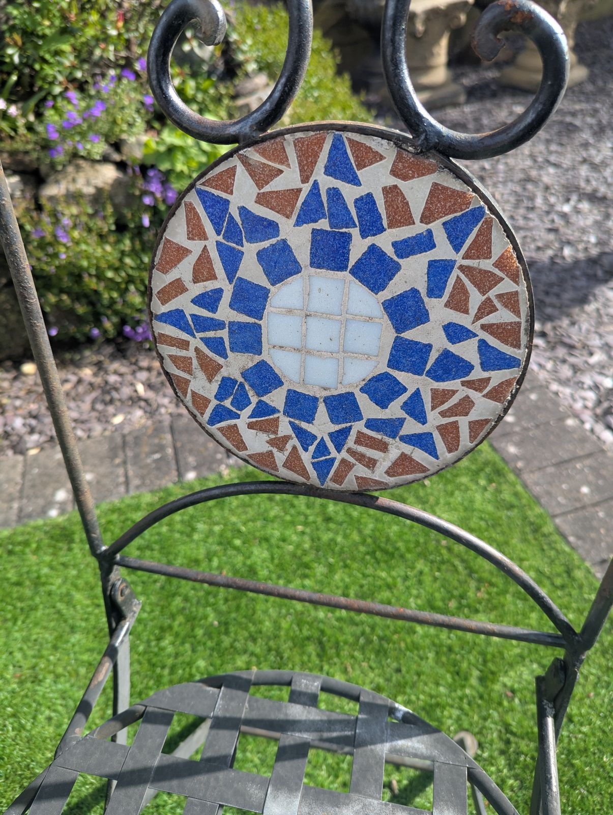 photo for sale Vintage Metal Bistro Set With Mosaic Detail Delivery Available 0322