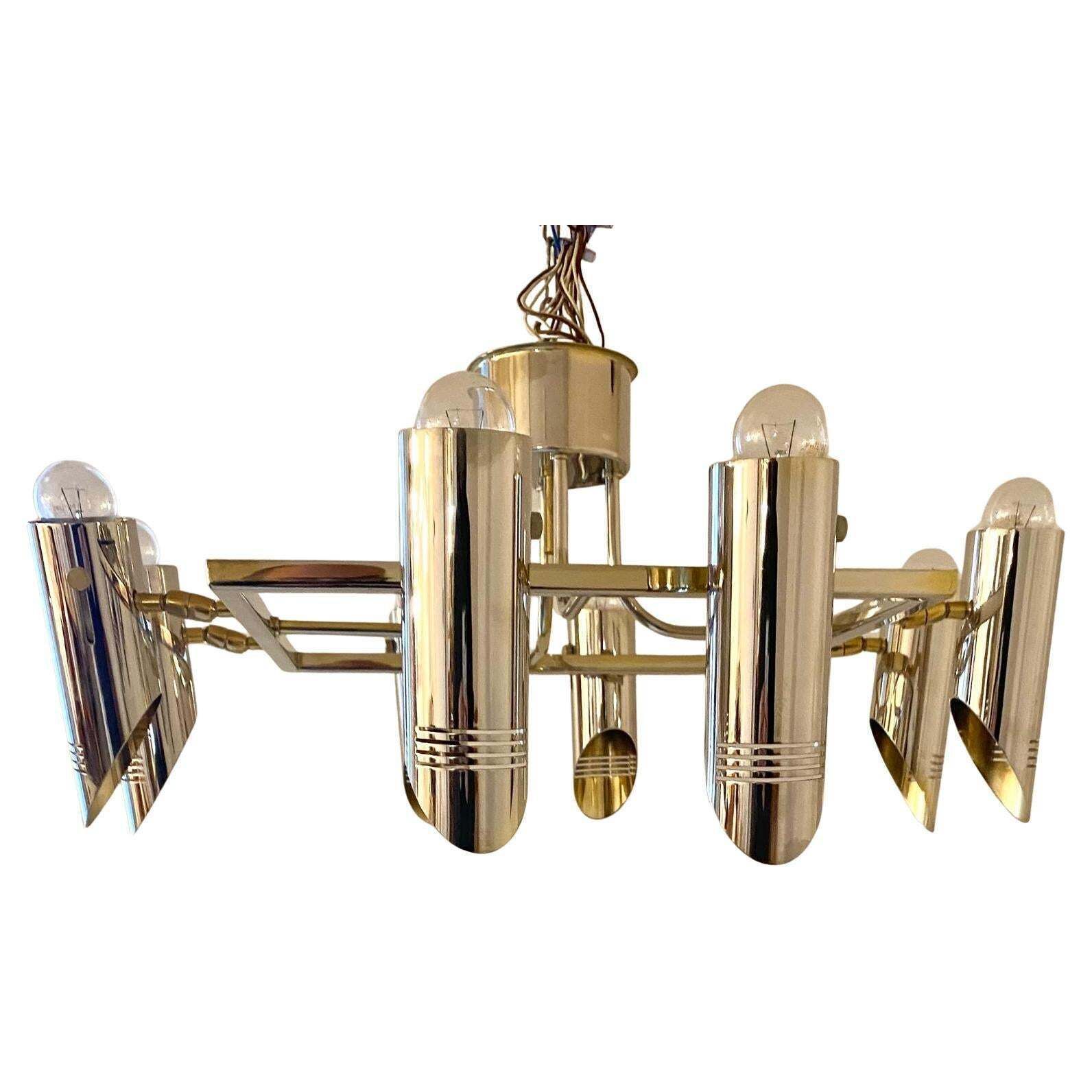 Space Age Multi Lights Ceiling Lamp In The Style Of Stilnovo, Italy 1970's photo vinterior