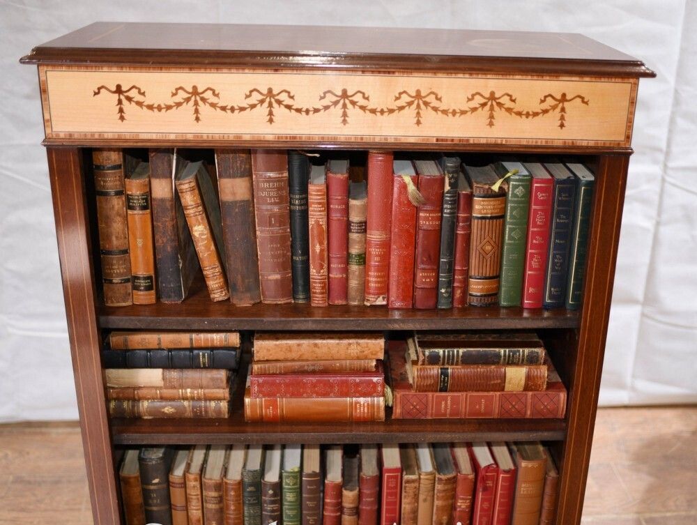 Pair Regency Bookcases   Mahogany Open Front Sheraton Inlay Bespoke photo furniture