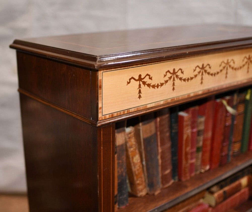 Pair Regency Bookcases   Mahogany Open Front Sheraton Inlay Bespoke photo vinterior