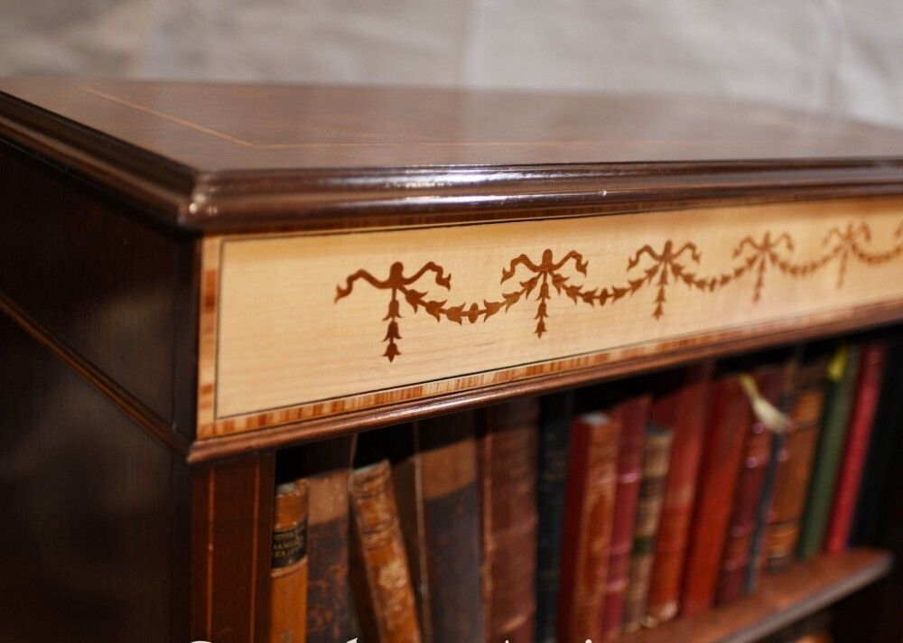 Pair Regency Bookcases   Mahogany Open Front Sheraton Inlay Bespoke photo buy