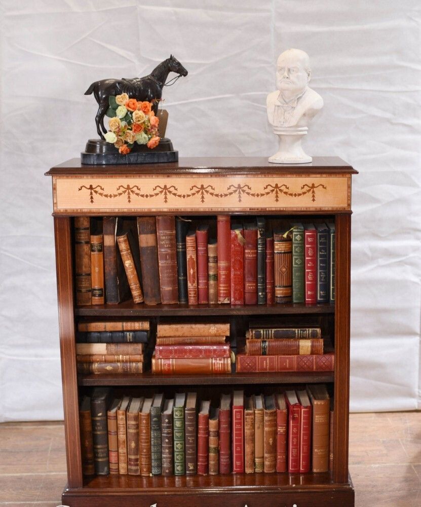 2220.0 Pair Regency Bookcases   Mahogany Open Front Sheraton Inlay Bespoke photo