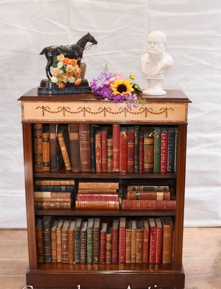 photo vinterior Pair Regency Bookcases   Mahogany Open Front Sheraton Inlay Bespoke