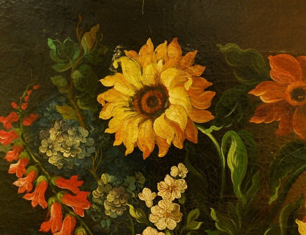 Flemish Oil Painting Floral Still Life Antique Art 1900 photo 1110.0