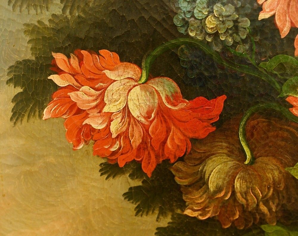 Flemish Oil Painting Floral Still Life Antique Art 1900 photo vinterior