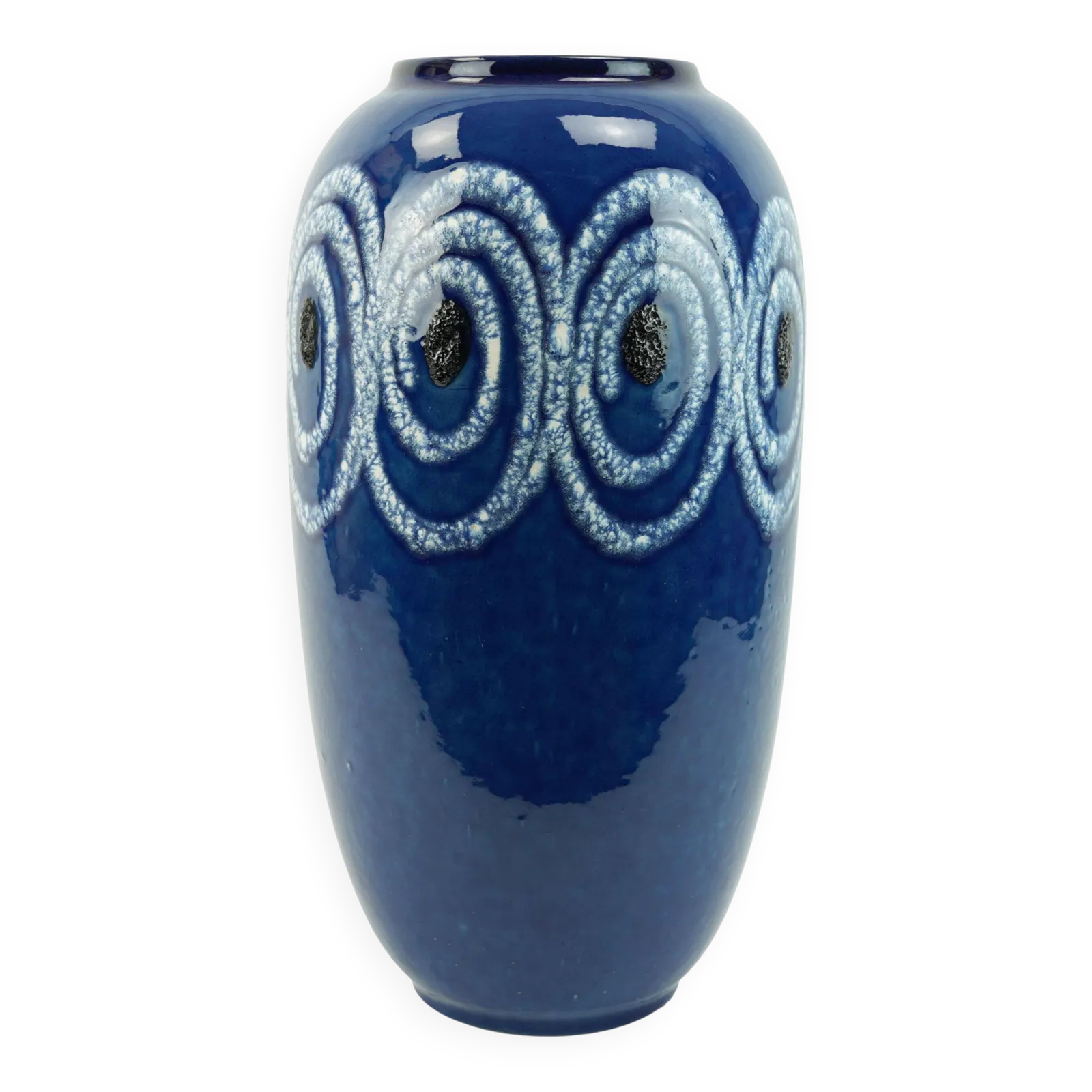 Scheurich Floor Vase Blue With White Swirl Pattern Fat Lava Model No.546 41