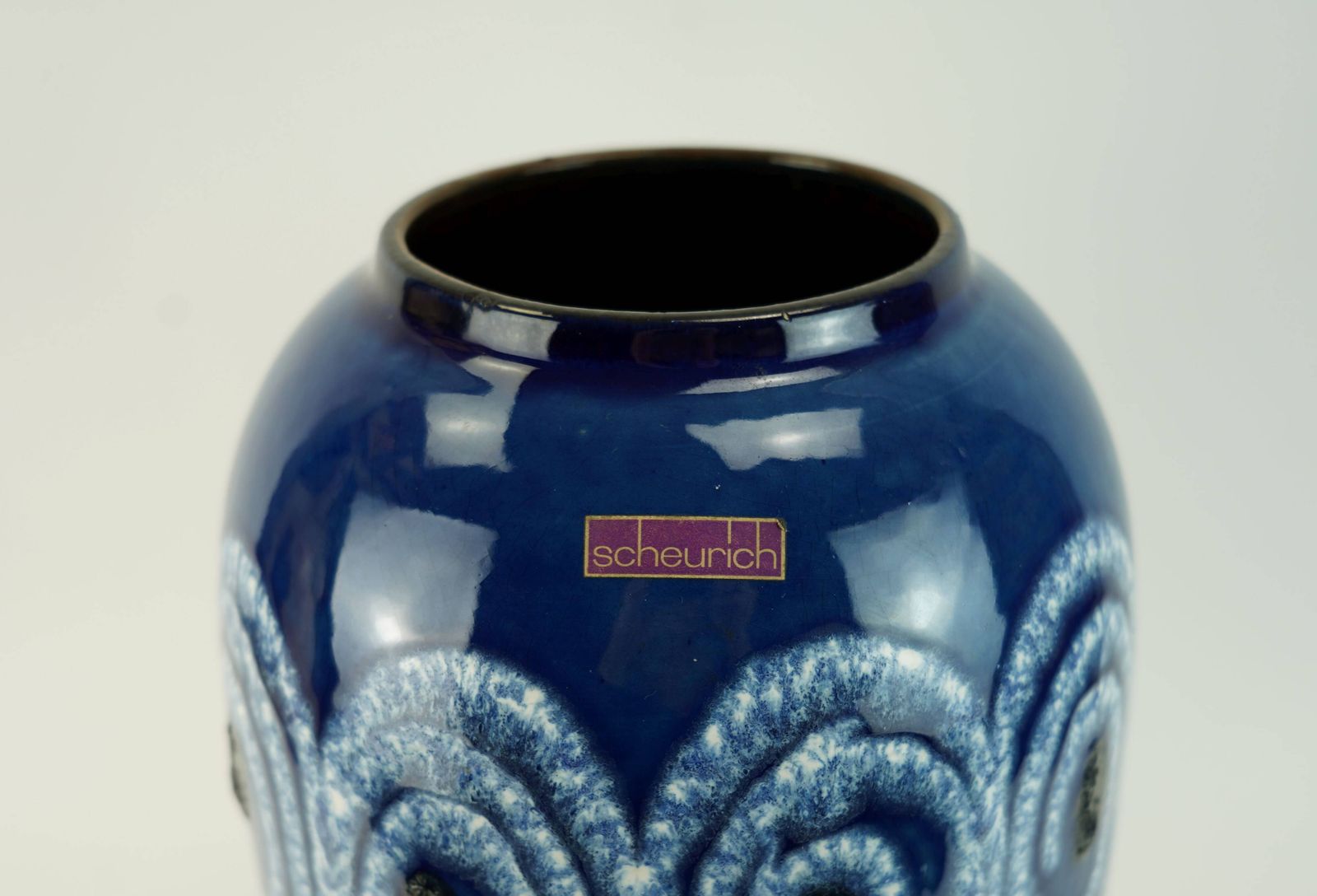 Vase de sol Scheurich bleu à motif tourbillon blanc, Fat Lava, modèle n° 546-41 photo buy