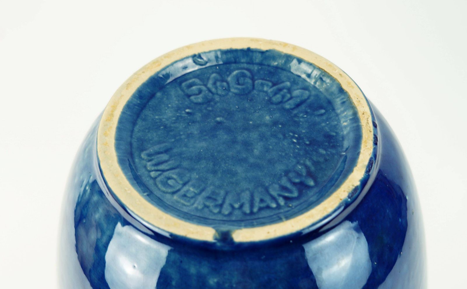 photo furniture Vase de sol Scheurich bleu à motif tourbillon blanc, Fat Lava, modèle n° 546-41
