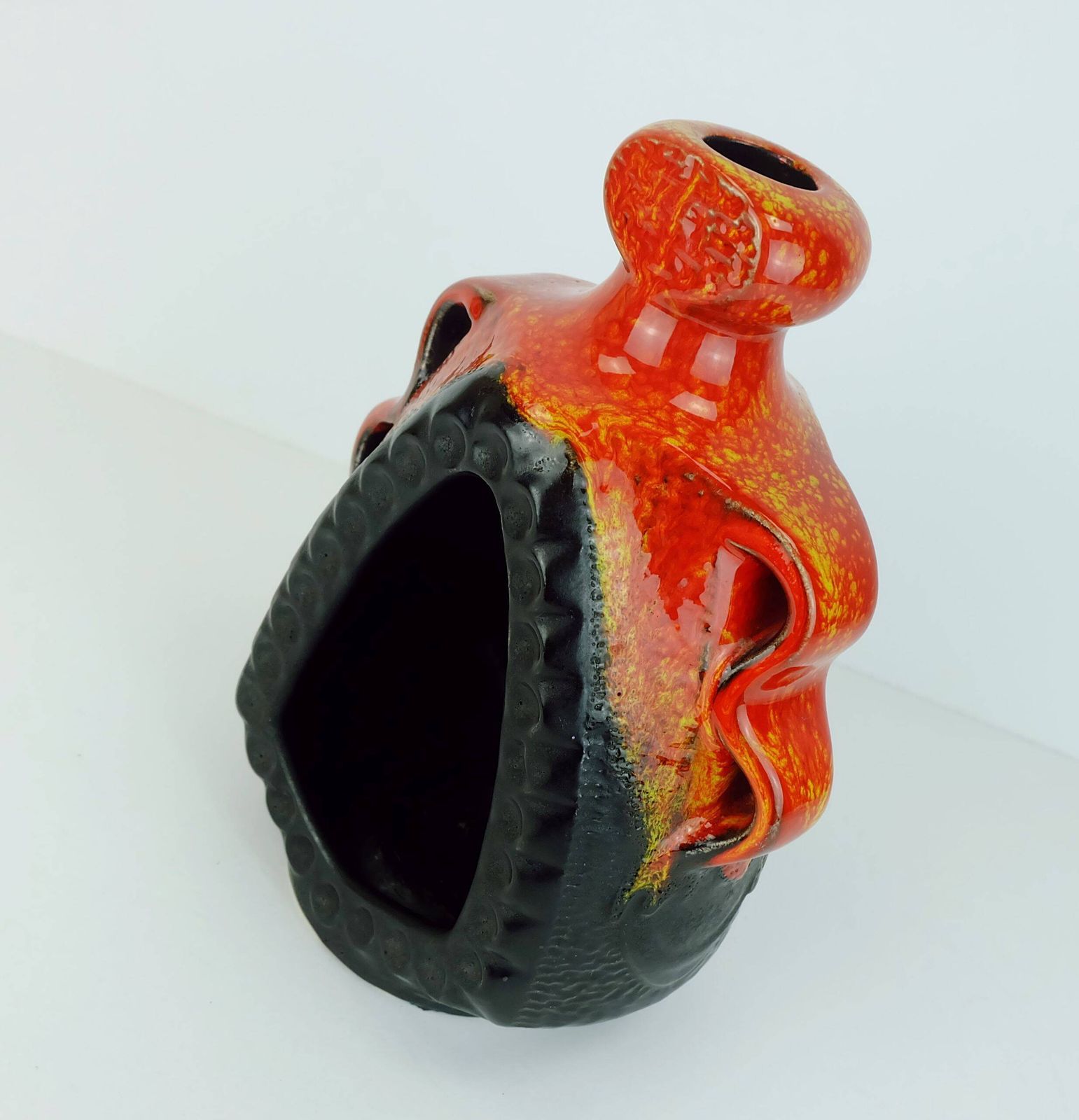 Bougeoir Bay Ceramic modèle n° 319 25, orange et noir photo 104.0