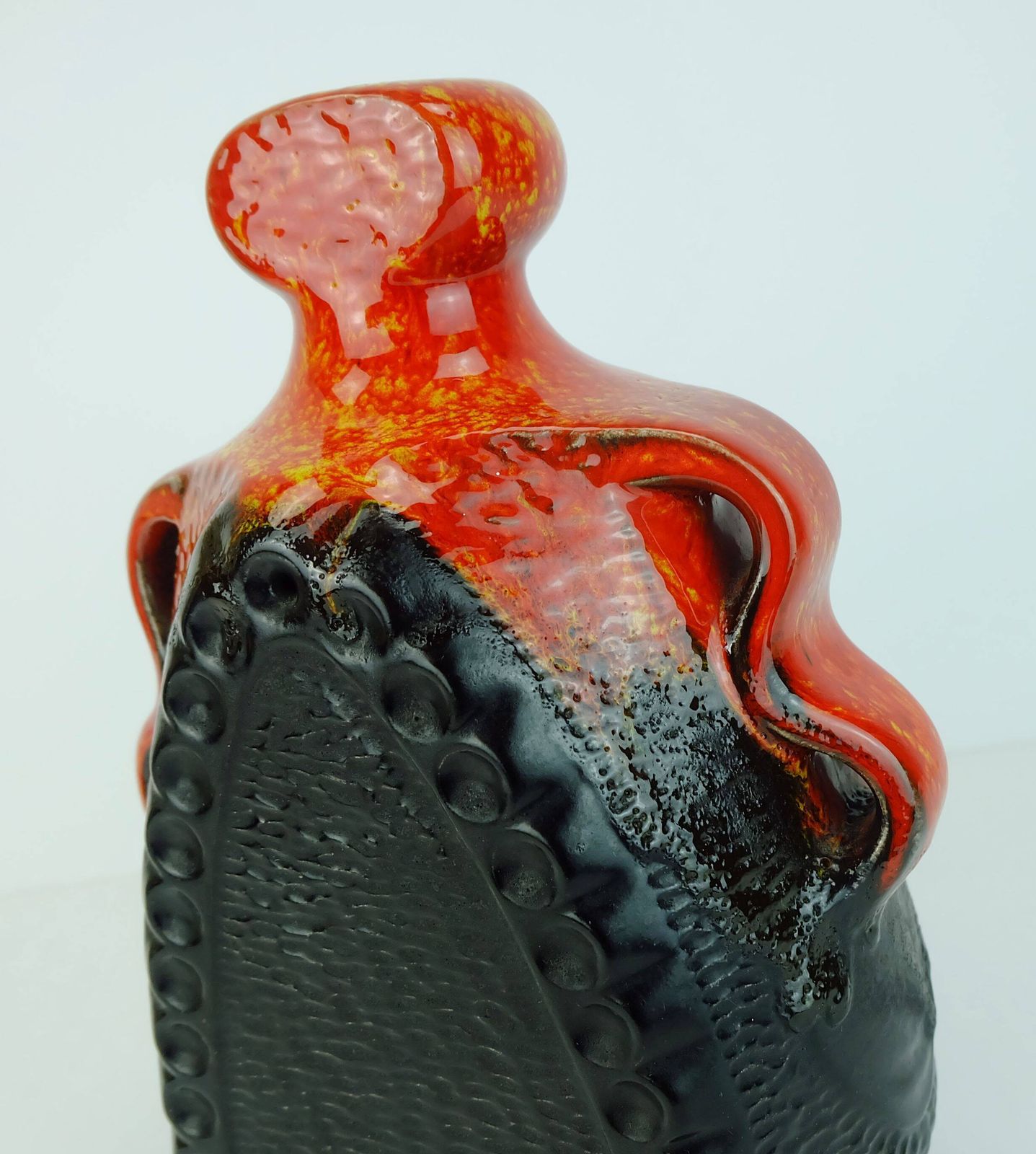 photo for sale Exceptional Candle Holder Bay Ceramic Model No. 319 25 Orange And Black