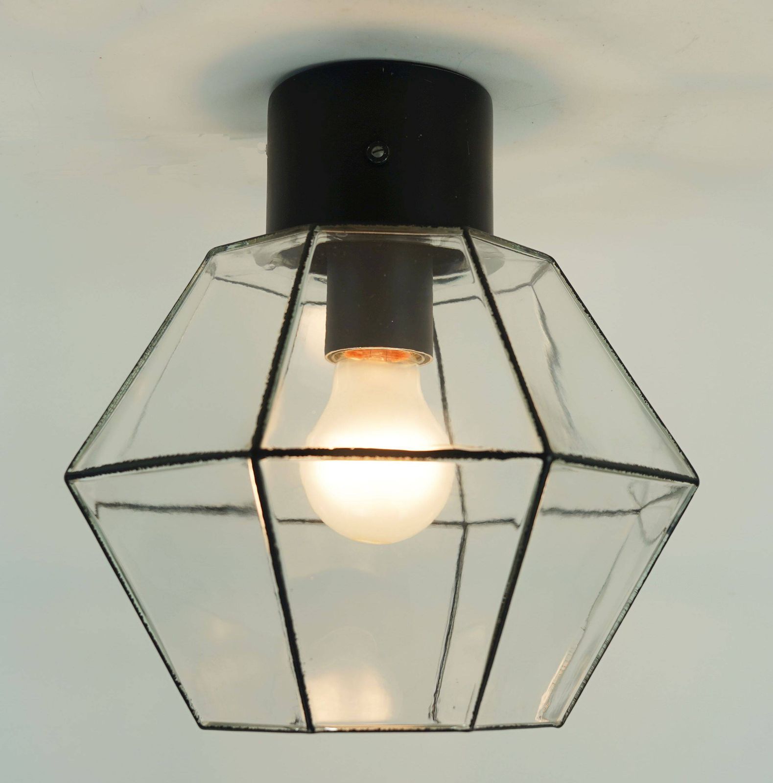 photo for sale Vintage Limburg Recessed Ceiling Light With Clear Glass And Metal Shade
