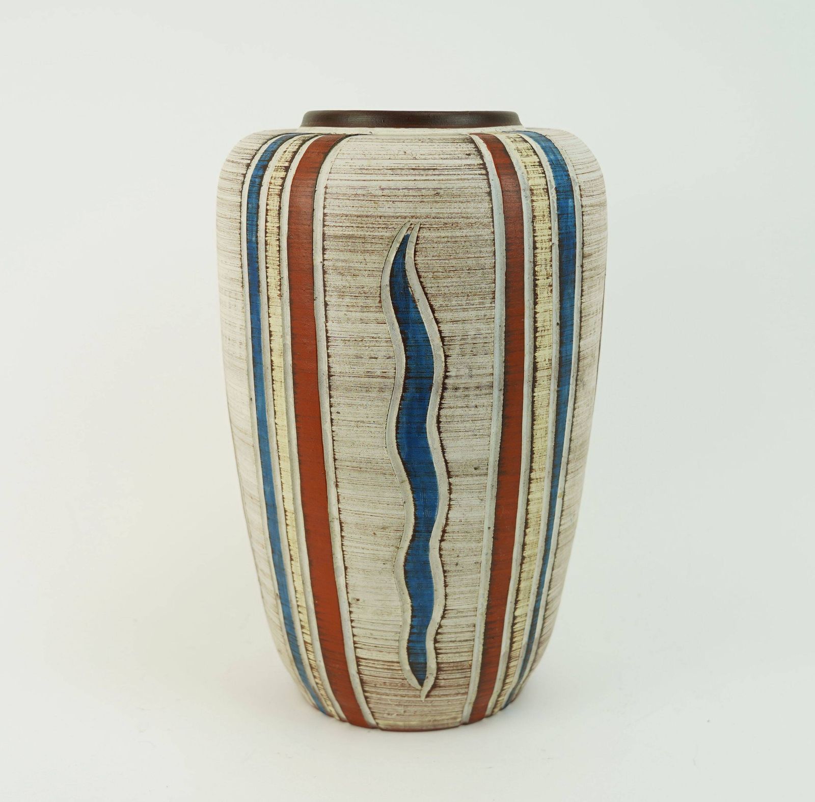 86.0 West German Mid Century Vase, Sawa Keramik, 1950s, Sgraffito Decoration, Model 300/30 photo