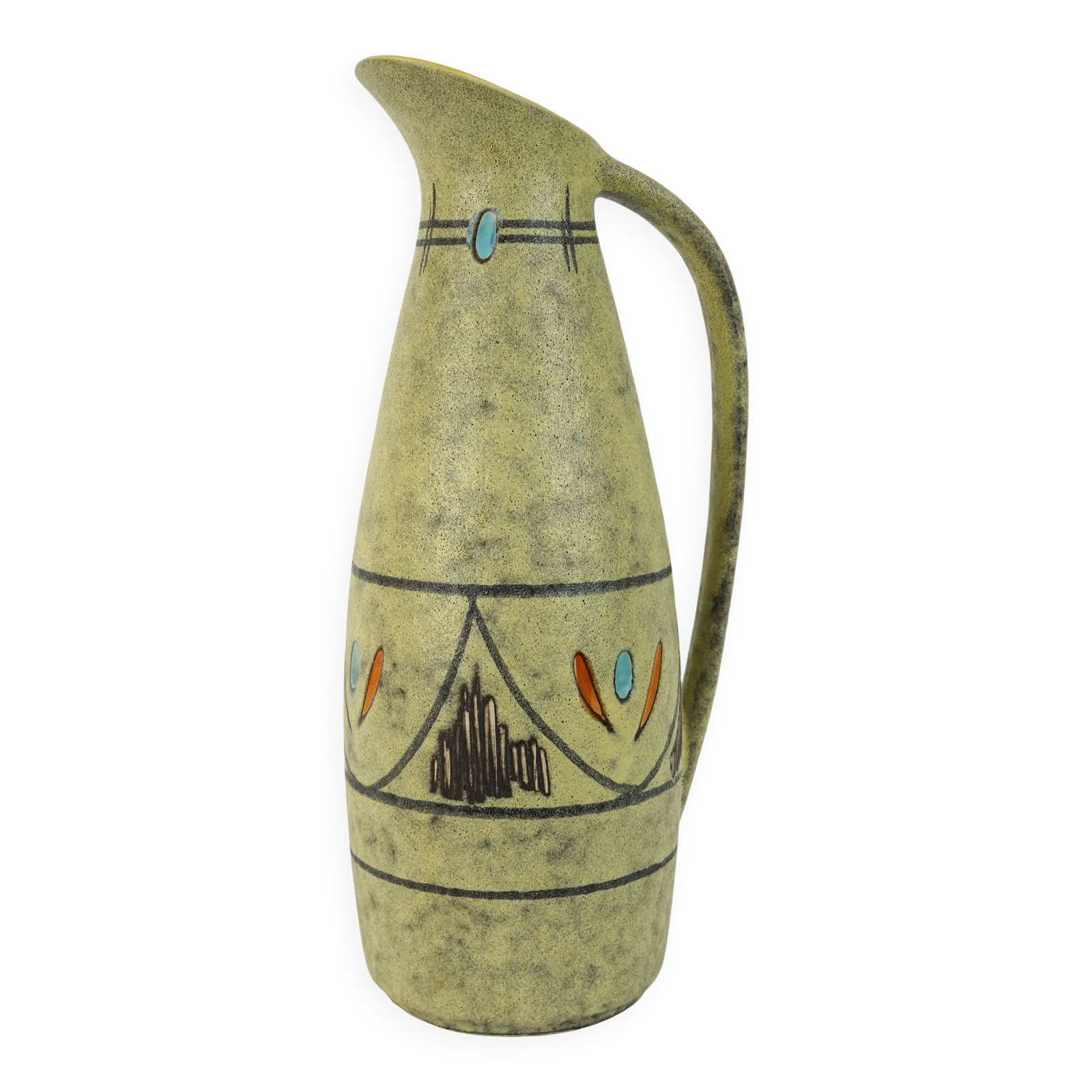 Scheurich Vase, Mid Century, Rough Glaze, Abstract Decoration, Model 273 38