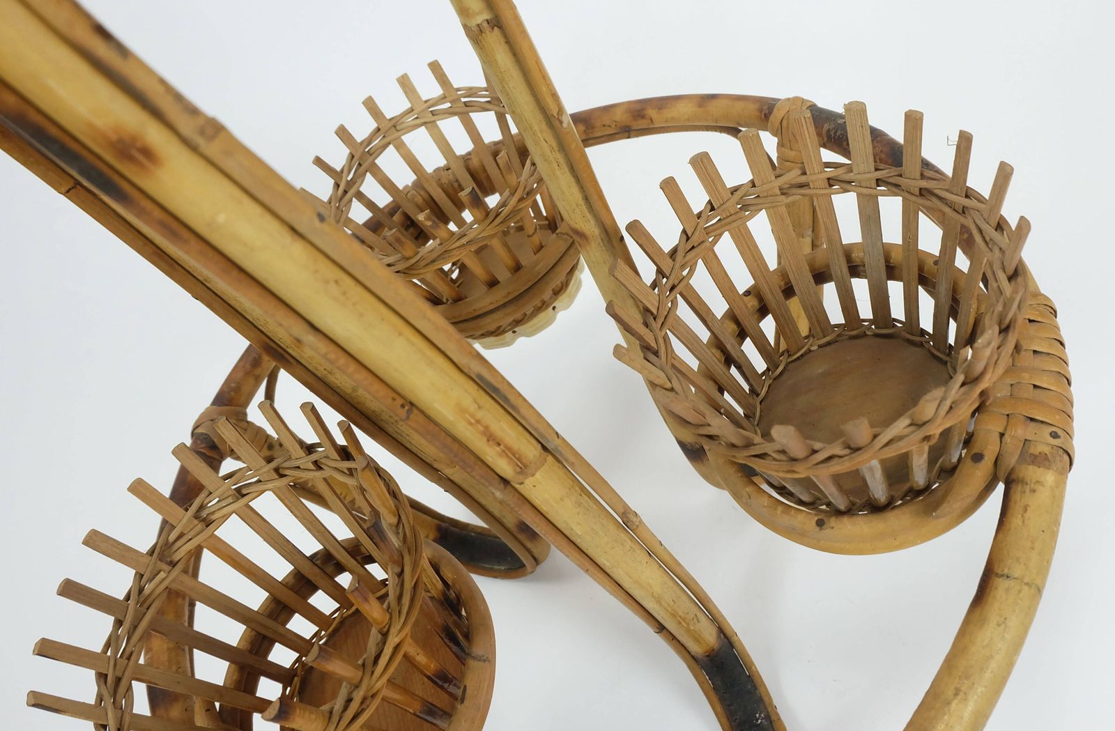 Page 9 Of 12 Mid Century Plant Stand Rack 1950s 60s Bamboo Rattan Hawaii Tiki Era photo vinterior