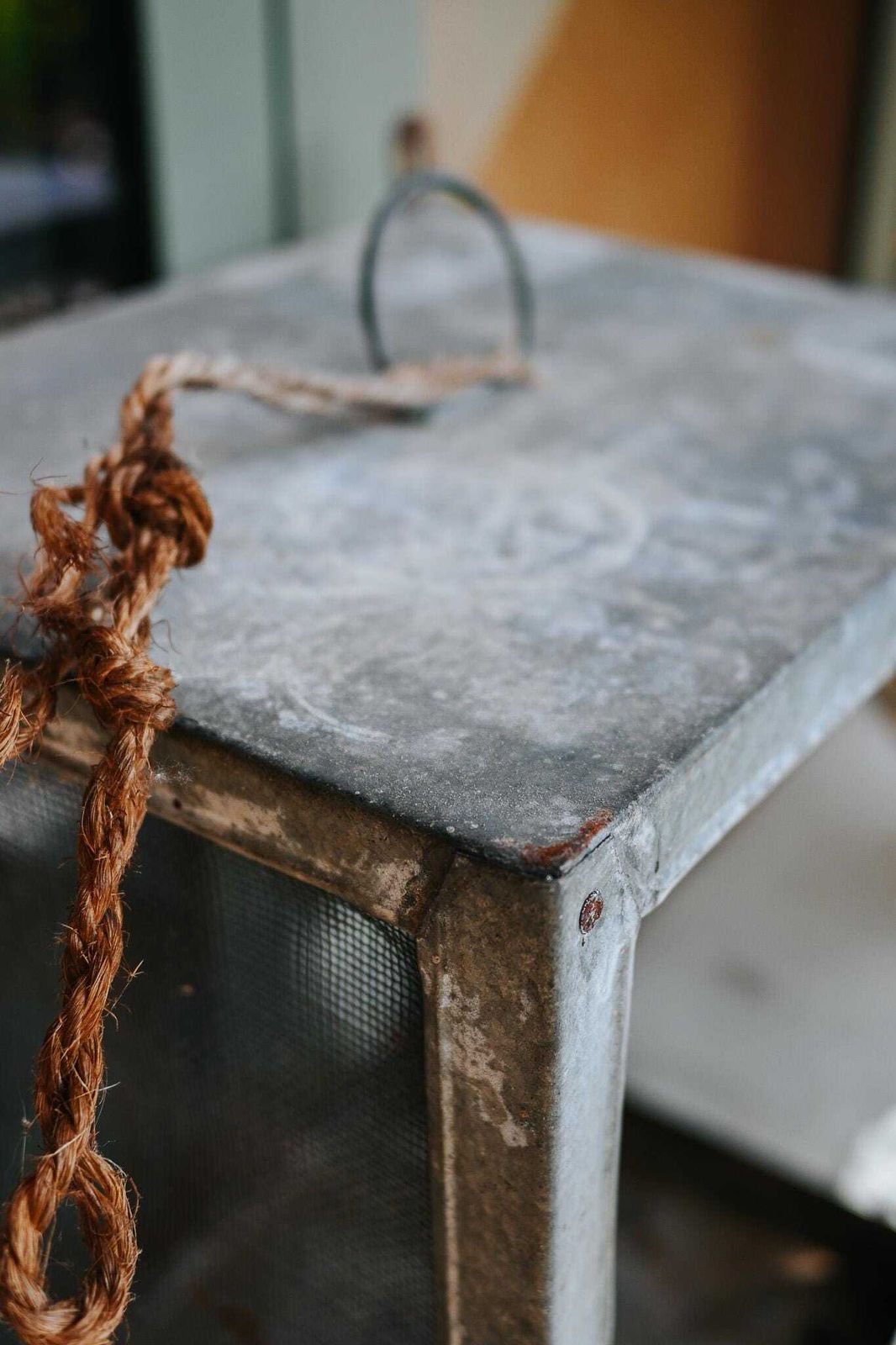 Antique French Garde Manger | Galvanized Mesh Food Safe | Rustic Kitchen | Hanging Cabinet photo furniture