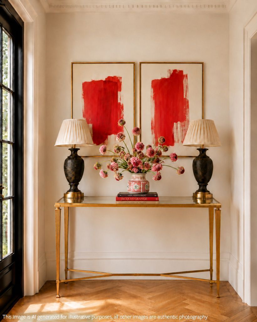 Antiqued Glass & Gilt Console Table In The Manner Of Maison Ramsay C.2005 photo for sale