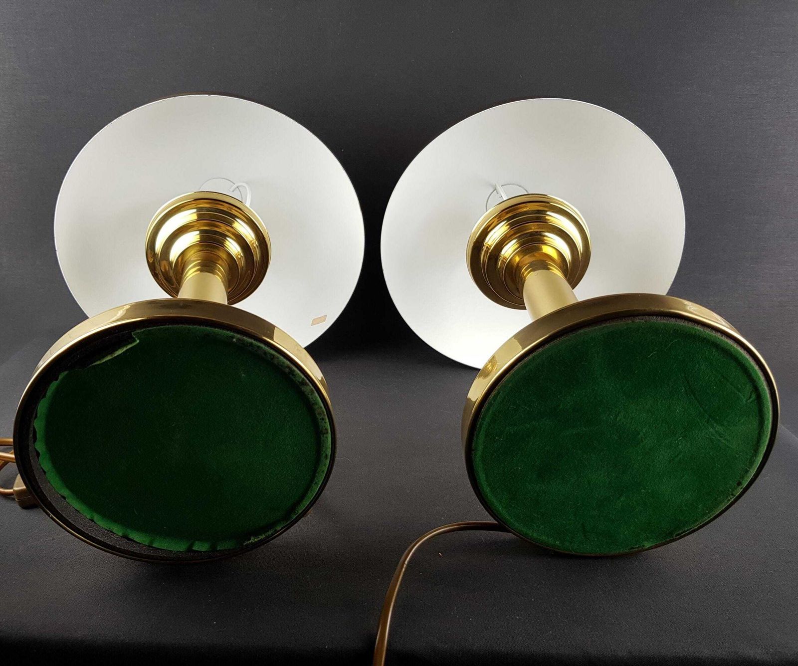Set Van 2 Wsb Germany Messing Paddenstoel Tafellampen Mid Century Modern Art Deco Nachtkastlampen Jaren 1970 Vintage photo vintage