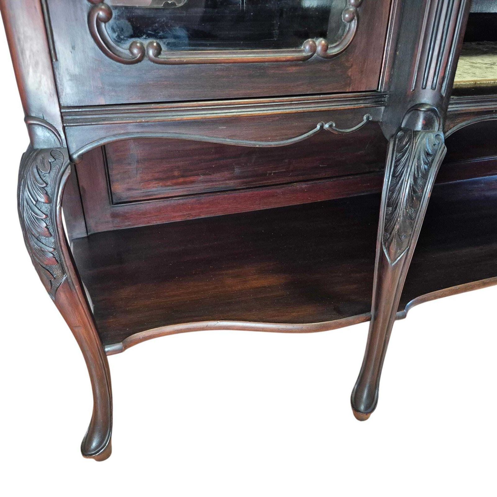 795.0 Antique Victorian Mahogany Glazed Bookcase Cabinet Mirror Back Display Cabinet By W. Walker & Sons photo