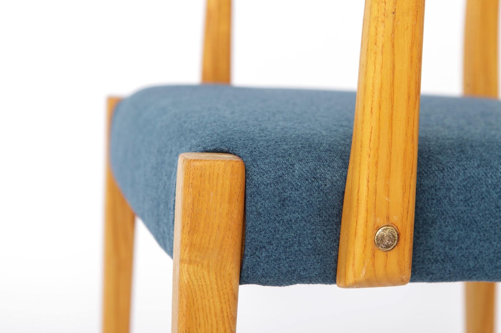 Vintage German Armchair 1960s, Mid Century Beechwood Chair With Blue Upholstery, Scandinavian Style Dining Chair, Single Chair photo buy