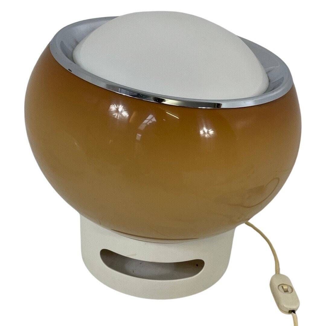 Guzzini   Lamp Model 'Clan'   Space Age Design, Italian Design, 70's   White Acrylic Base And Brown Shade photo furniture
