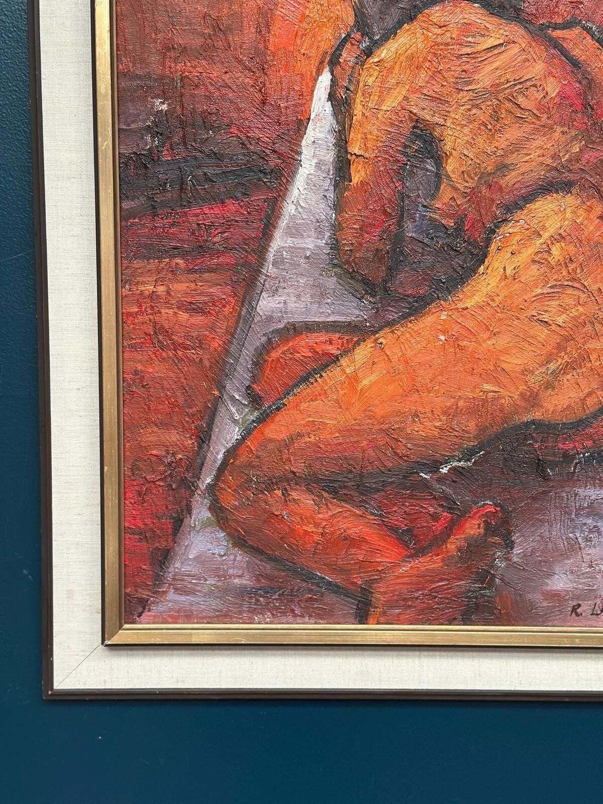 Original Italian Oil On Canvas – “Reclined Woman” By Renzo Ugolini – Vintage & Frame – 74 × 63 Cm (29.1" × 24.8") photo vintage