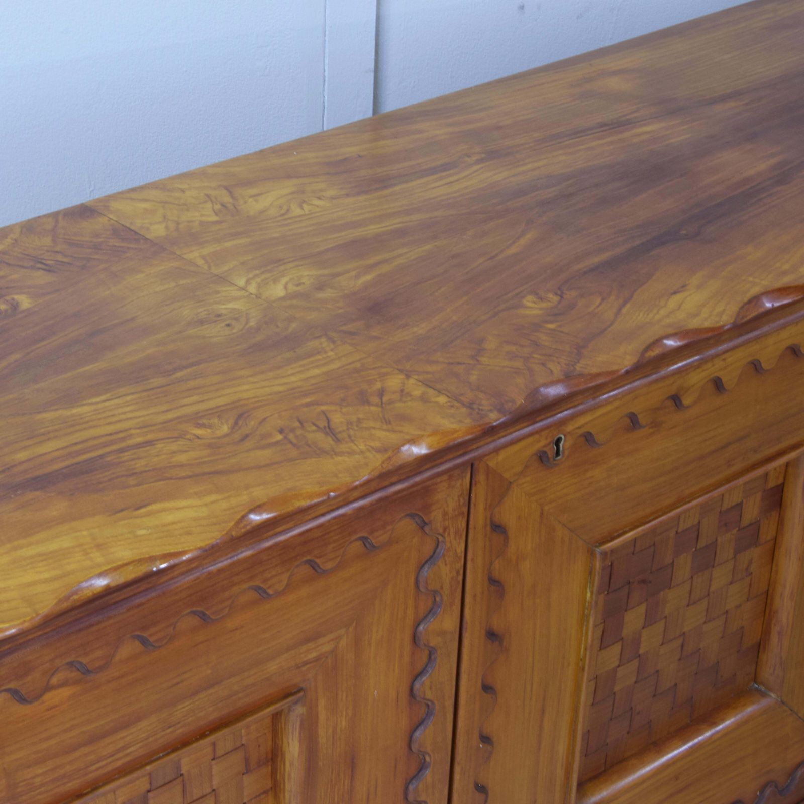 photo furniture Paolo Buffa Fourdoor Walnut Credenza With Checkerboard Marquetry 1950s