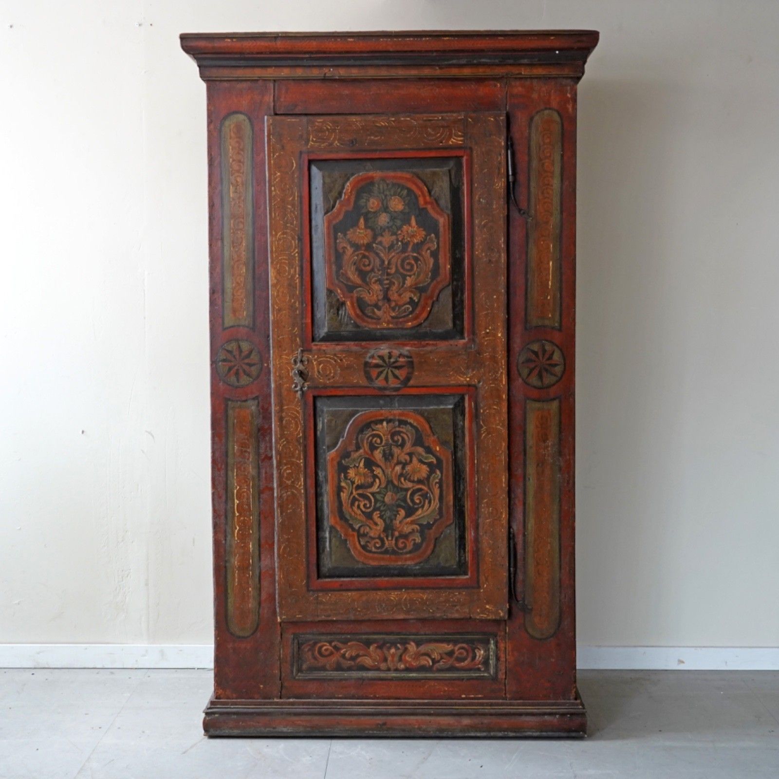 19th C. Painted Folk Art Bridal Cupboard, 1816