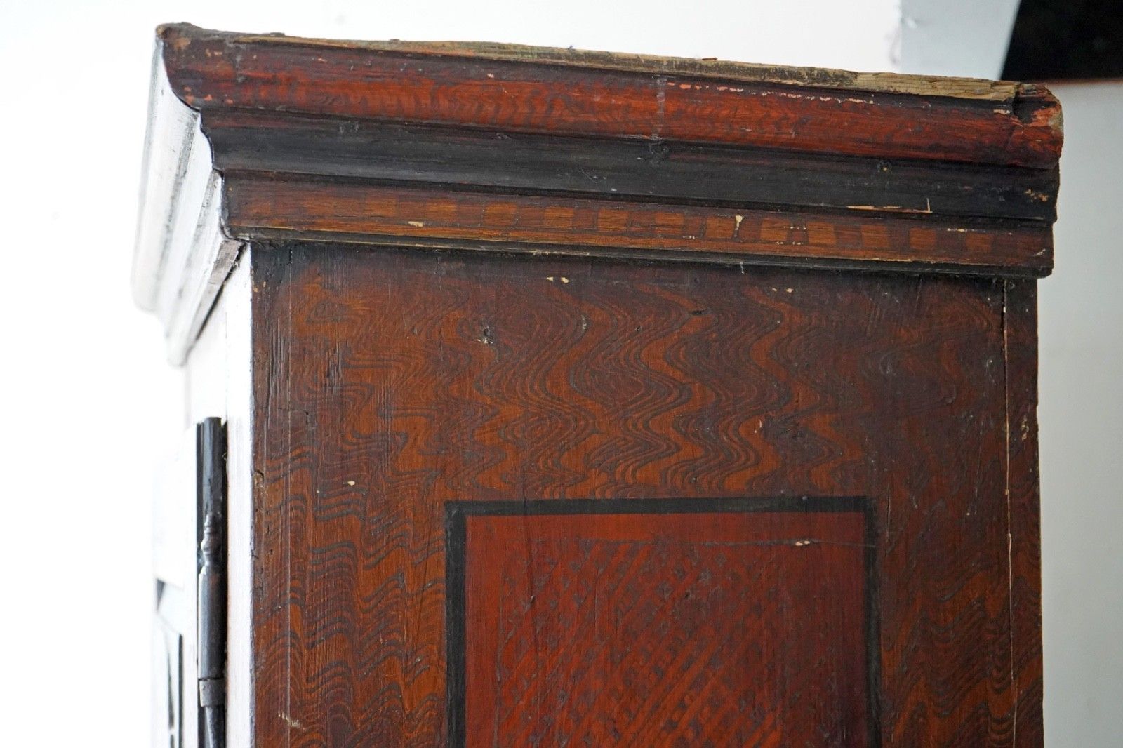 photo vintage 19th C. Painted Folk Art Bridal Cupboard, 1816