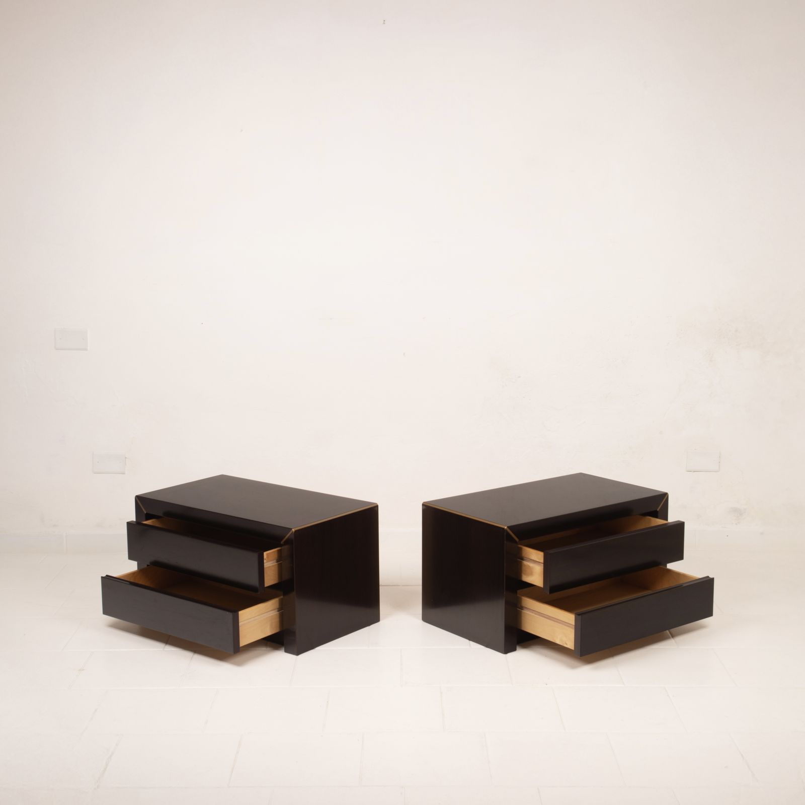 Pair Of African Rosewood And Brass Bedside Tables For Fratelli Turri photo for sale