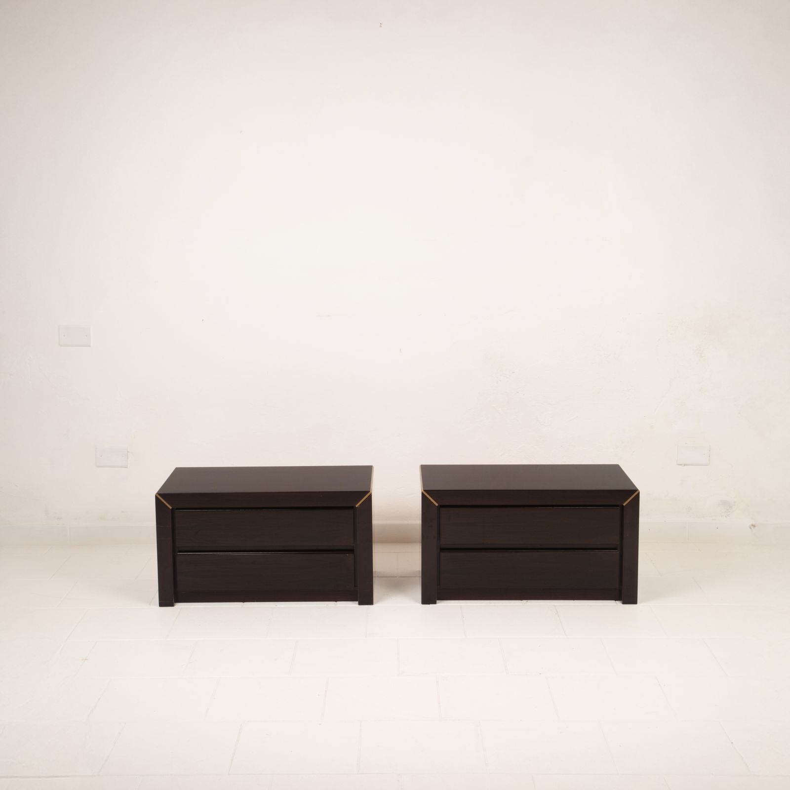 Pair Of African Rosewood And Brass Bedside Tables For Fratelli Turri photo vinterior