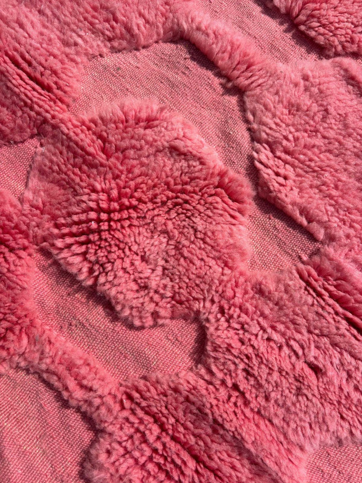 Textiles Pink Moroccan Wool Rug 110x160 Cm   Handwoven Boho Area Rug With Geometric Design, Minimalist Home Decor. photo