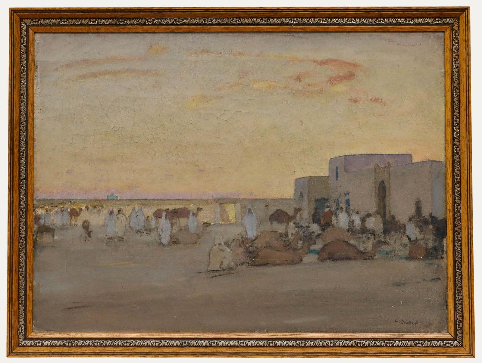 Henry Bishop (1868 1939) Early 20th Century Oil, Desert At Sunrise