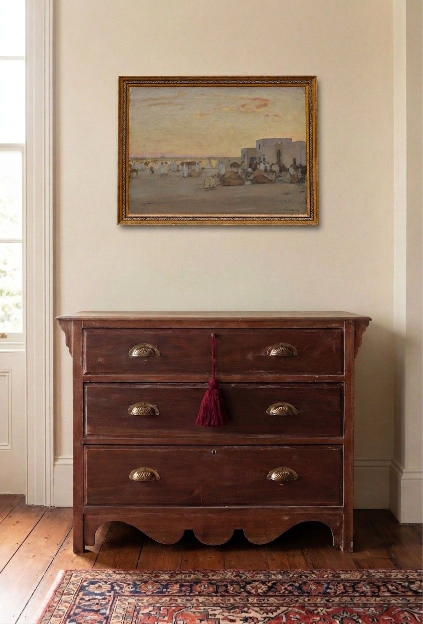 Henry Bishop (1868 1939) Early 20th Century Oil, Desert At Sunrise photo for sale