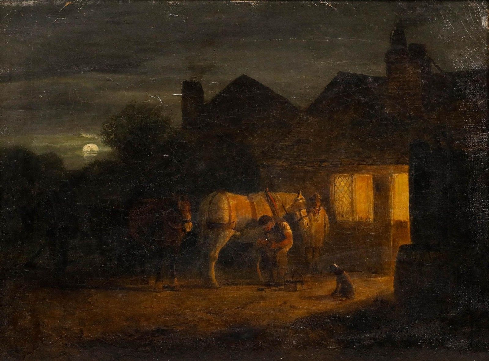 Attrib. George Shalders (1826 1873) Mid 19th Century Oil, The Smithy photo furniture
