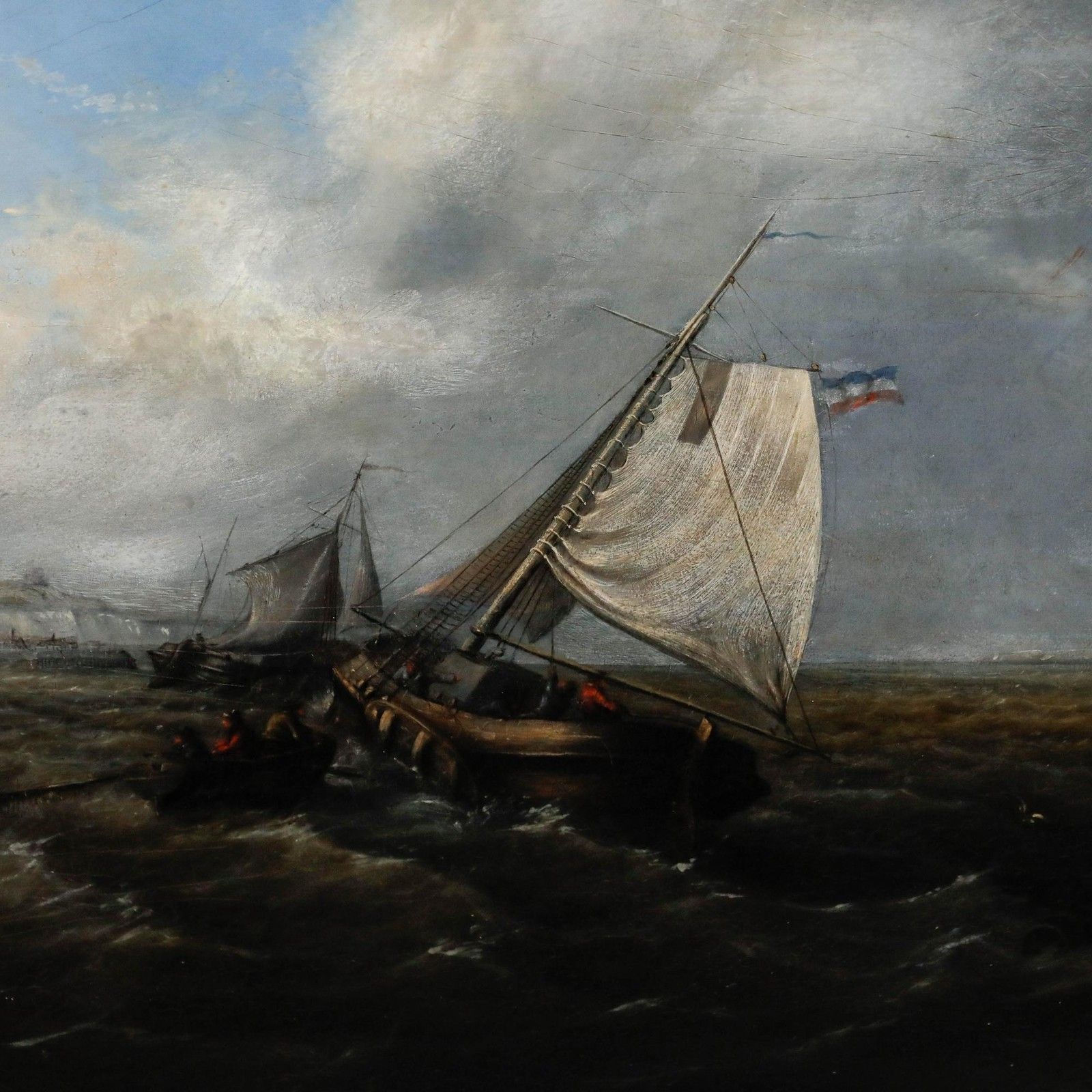 photo furniture Attrib. James Wilson Carmichael (1800 1868) Framed Oil, Vessels Off A Coast