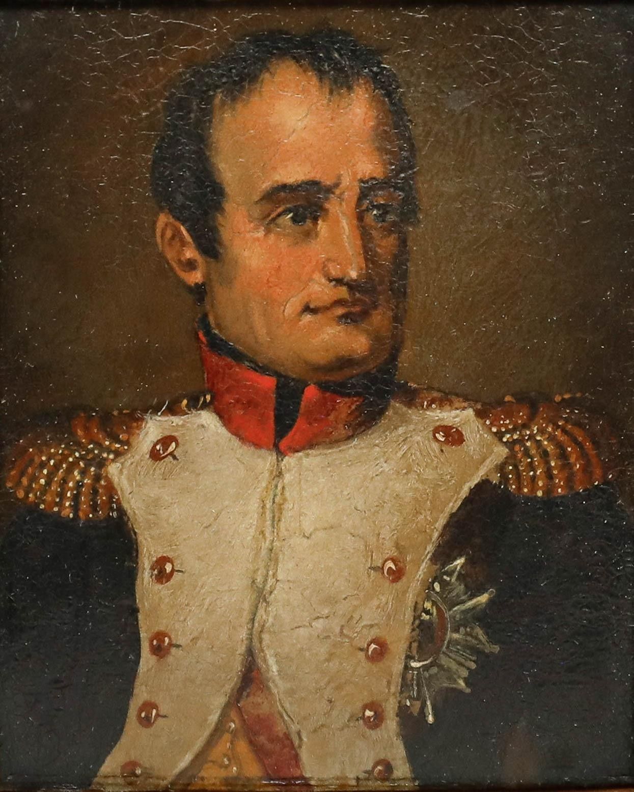 German School Miniature 19th Century Oil, Napoleon Bonaparte photo furniture