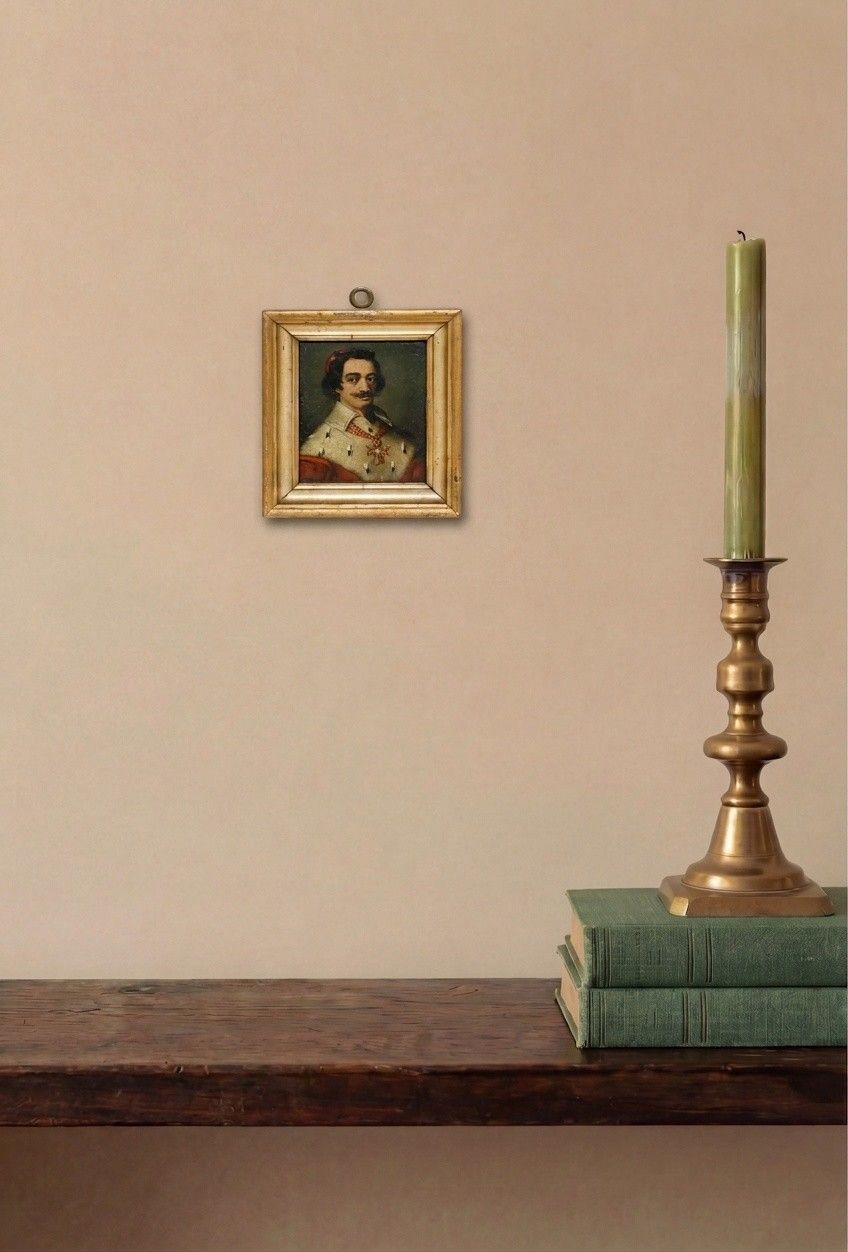German School Miniature 19th Century Oil, Cardinal Richelieu photo for sale