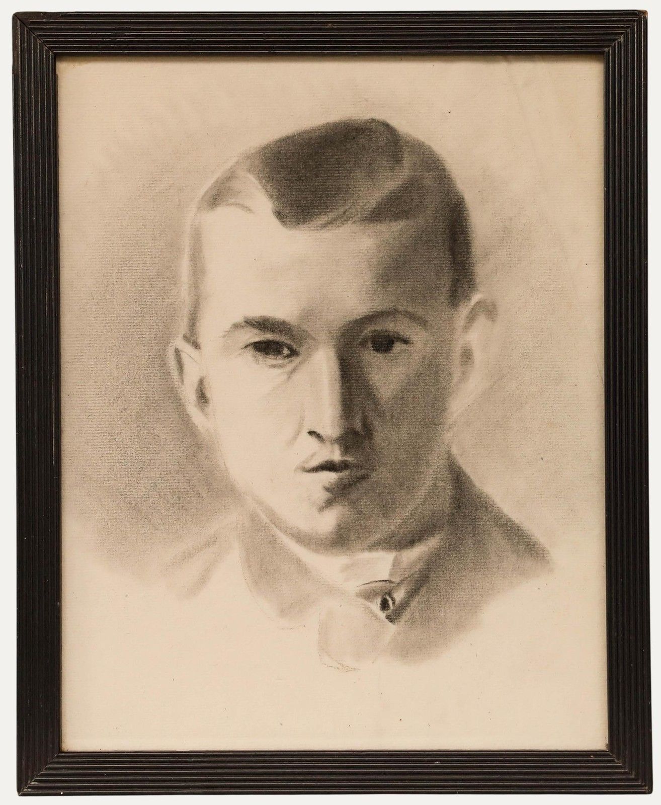 E. Gaubert Late 19th Century Charcoal Drawing, Portrait Of A Young Man