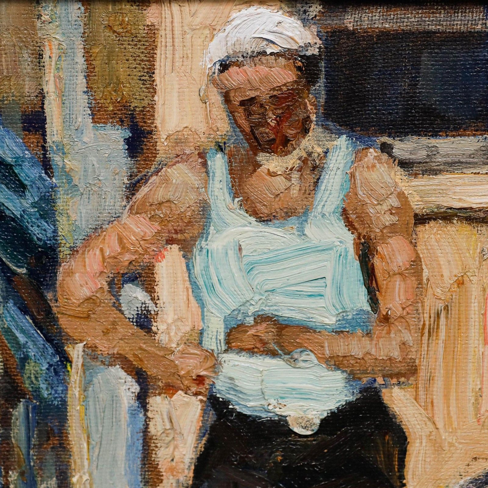 Vladimir Trofimovich Skriabin (1927 1989) Framed 20th Century Oil, At The Pier photo 695.0